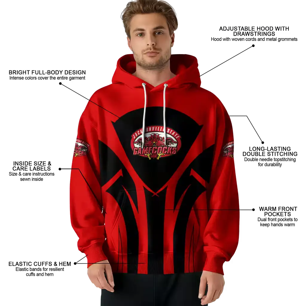 jacksonville state gamecocks concentric lines red black hoodie latest model jacksonville state gamecocks concentric lines red black hoodie latest model