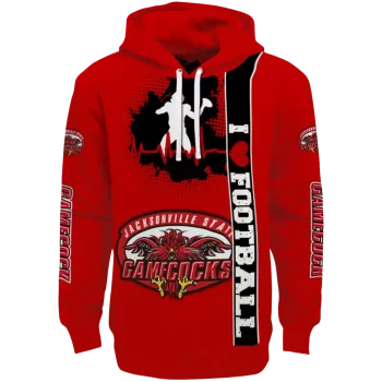 jacksonville state gamecocks football heartbeat red hoodie best selling