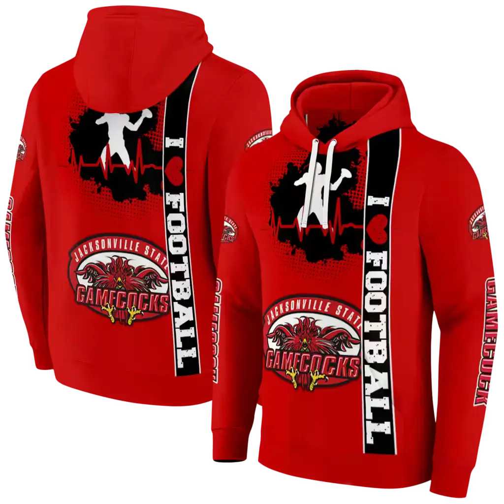 jacksonville state gamecocks football heartbeat red hoodie fashion forward jacksonville state gamecocks football heartbeat red hoodie fashion forward