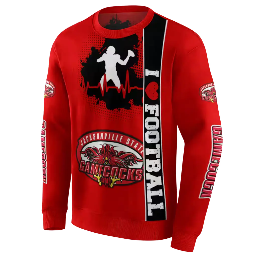 jacksonville state gamecocks football heartbeat red hoodie new arrival jacksonville state gamecocks football heartbeat red hoodie new arrival
