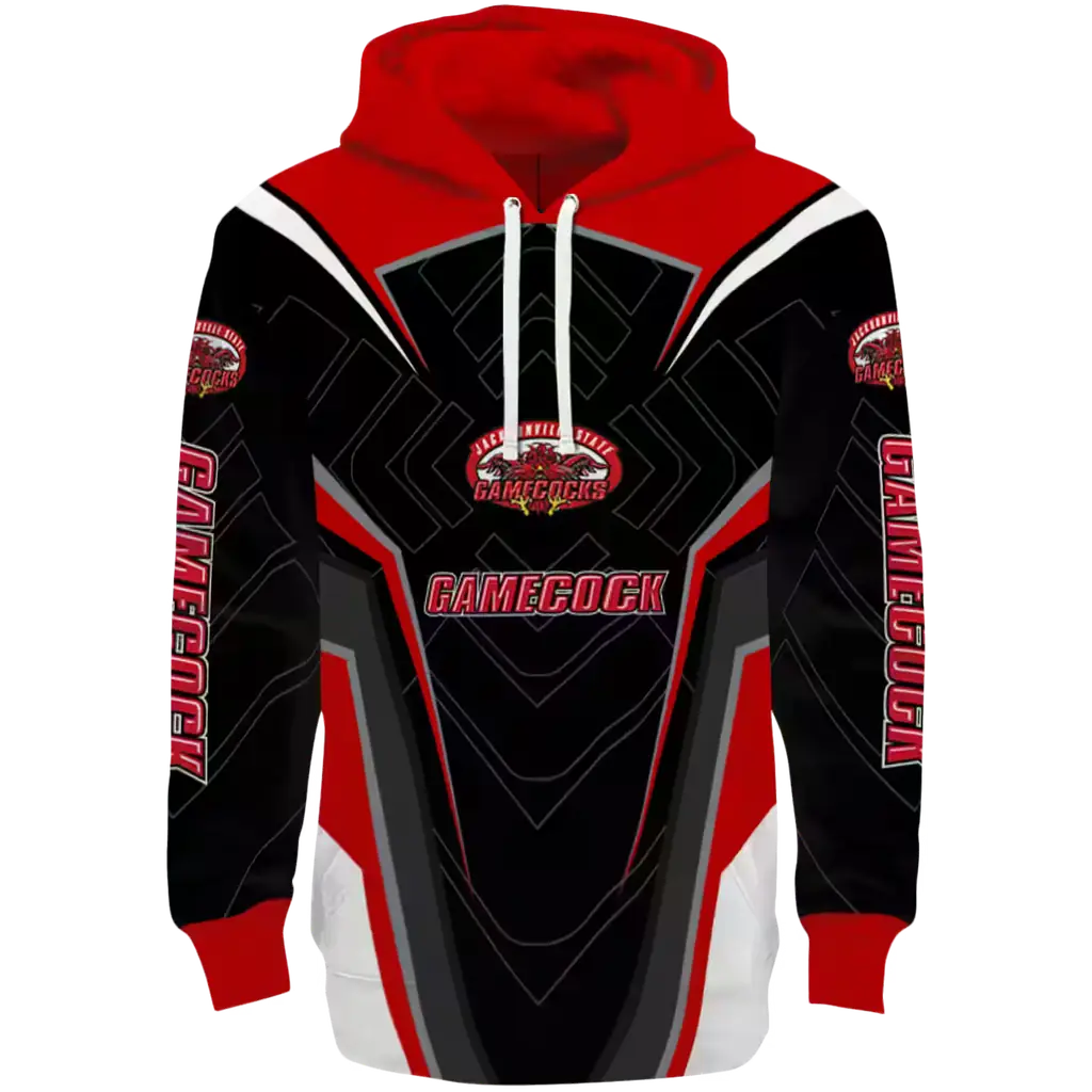 jacksonville state gamecocks futuristic pattern red black hoodie best selling jacksonville state gamecocks futuristic pattern red black hoodie best selling