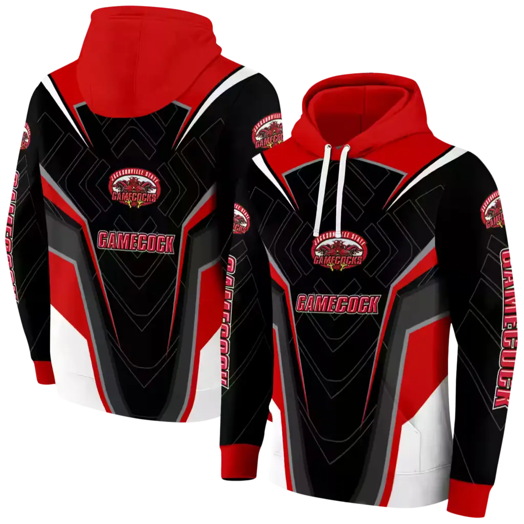 jacksonville state gamecocks futuristic pattern red black hoodie fashion forward jacksonville state gamecocks futuristic pattern red black hoodie fashion forward