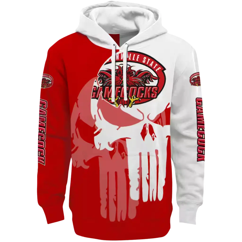 jacksonville state gamecocks graphic punisher red white hoodie best selling jacksonville state gamecocks graphic punisher red white hoodie best selling