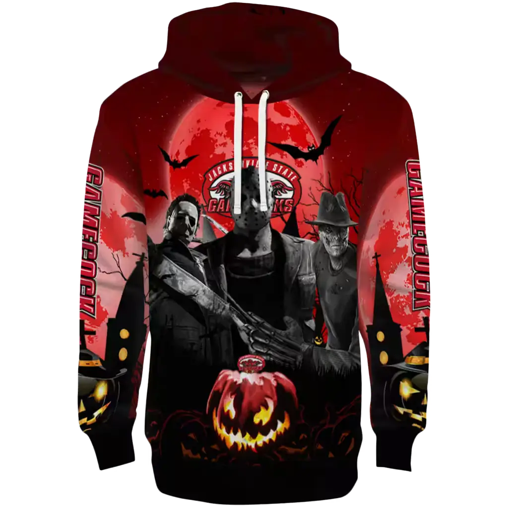 jacksonville state gamecocks halloween vibes red black hoodie best selling jacksonville state gamecocks halloween vibes red black hoodie best selling