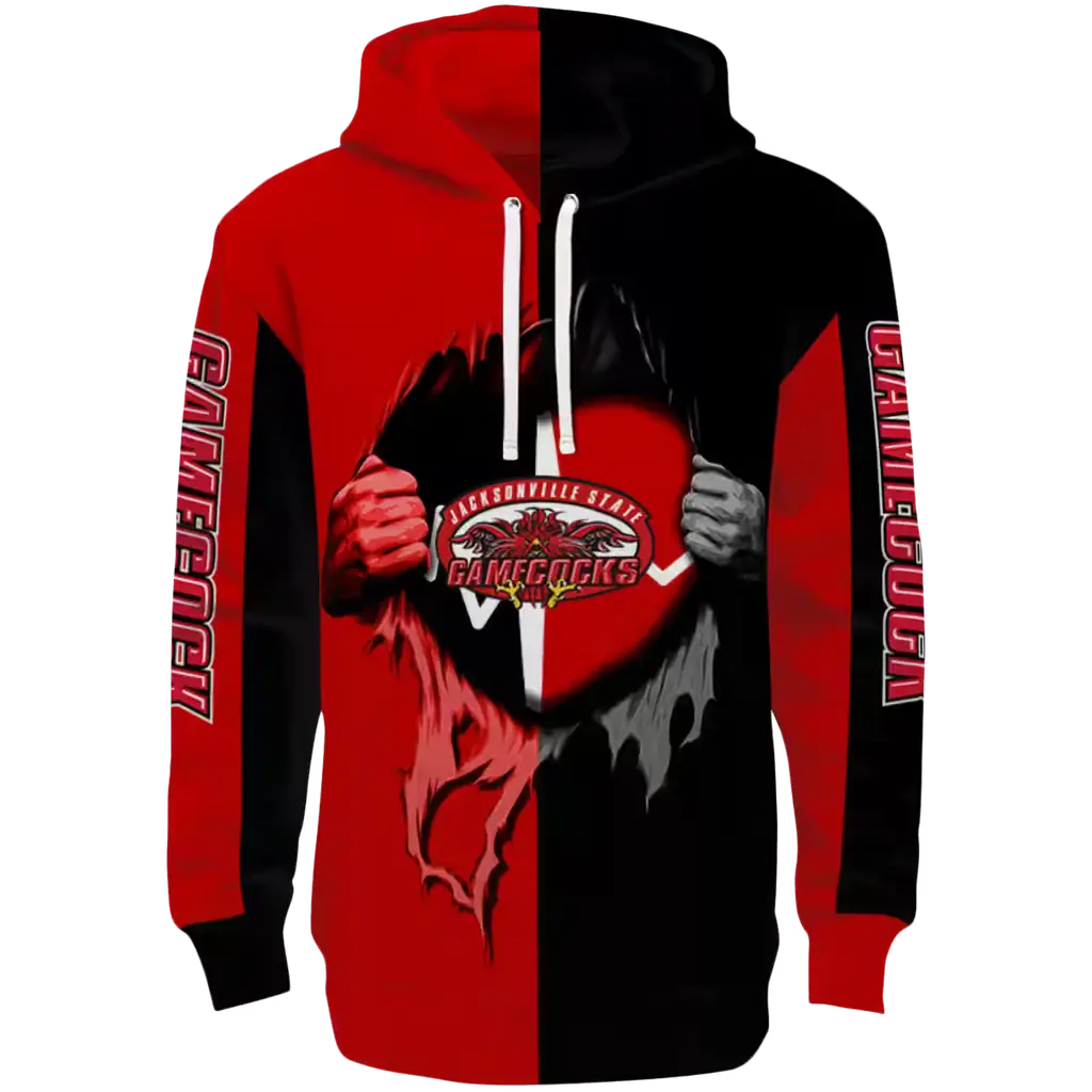 jacksonville state gamecocks heartbeat graphic red hoodie best selling jacksonville state gamecocks heartbeat graphic red hoodie best selling