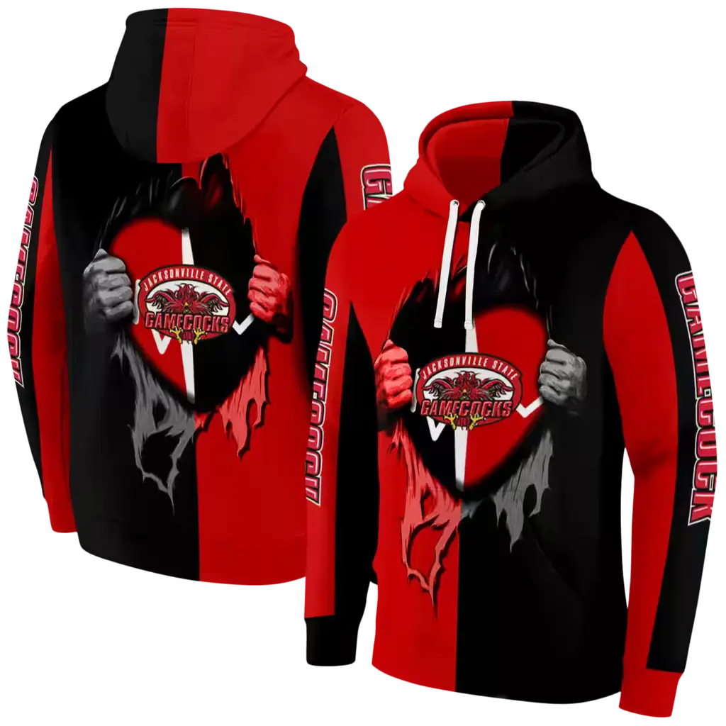 jacksonville state gamecocks heartbeat graphic red hoodie fashion forward jacksonville state gamecocks heartbeat graphic red hoodie fashion forward