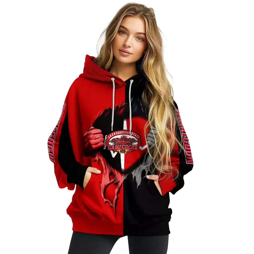 jacksonville state gamecocks heartbeat graphic red hoodie high quality jacksonville state gamecocks heartbeat graphic red hoodie high quality