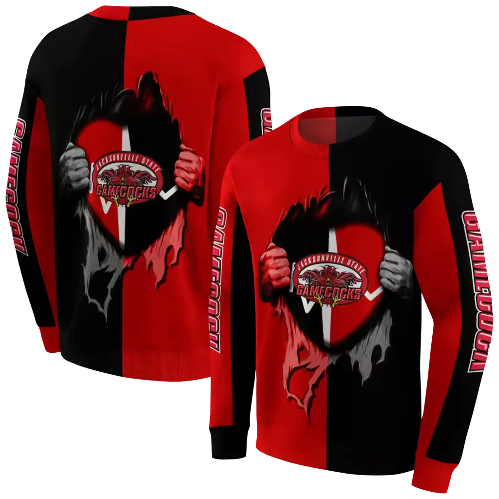 jacksonville state gamecocks heartbeat graphic red hoodie premium grade jacksonville state gamecocks heartbeat graphic red hoodie premium grade
