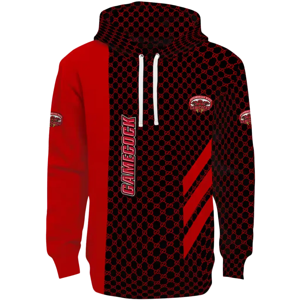 jacksonville state gamecocks monogram pattern red hoodie best selling jacksonville state gamecocks monogram pattern red hoodie best selling