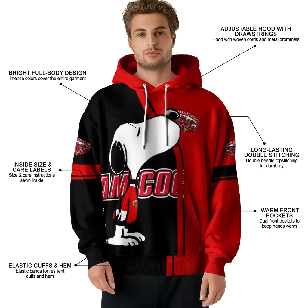 jacksonville state gamecocks playful snoopy red hoodie latest model jacksonville state gamecocks playful snoopy red hoodie latest model