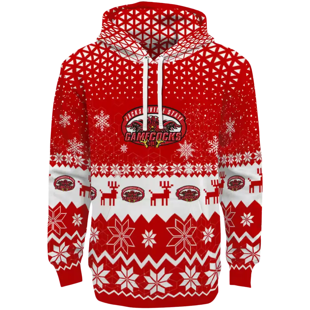 jacksonville state gamecocks reindeer motif red hoodie best selling jacksonville state gamecocks reindeer motif red hoodie best selling