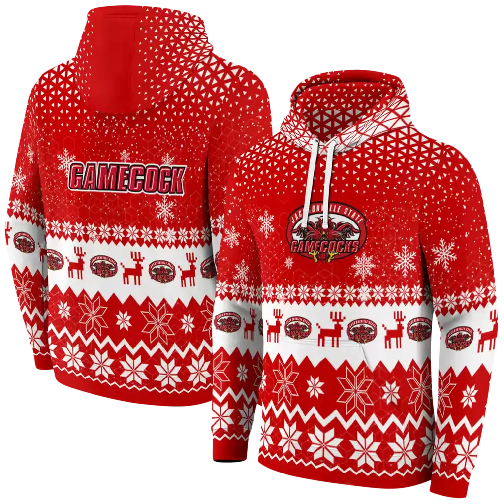 jacksonville state gamecocks reindeer motif red hoodie fashion forward jacksonville state gamecocks reindeer motif red hoodie fashion forward