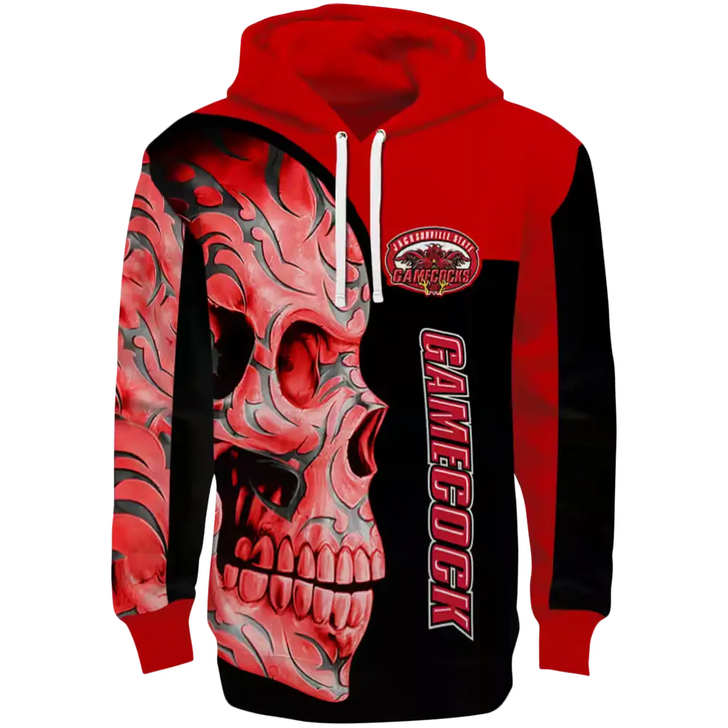 jacksonville state gamecocks skull motif red black hoodie best selling jacksonville state gamecocks skull motif red black hoodie best selling