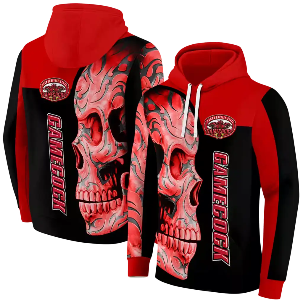 jacksonville state gamecocks skull motif red black hoodie fashion forward jacksonville state gamecocks skull motif red black hoodie fashion forward