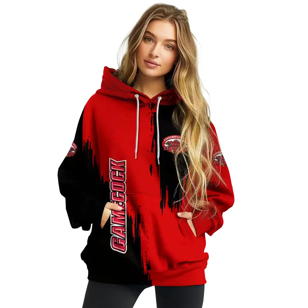 jacksonville state gamecocks splatter effect red hoodie high quality jacksonville state gamecocks splatter effect red hoodie high quality