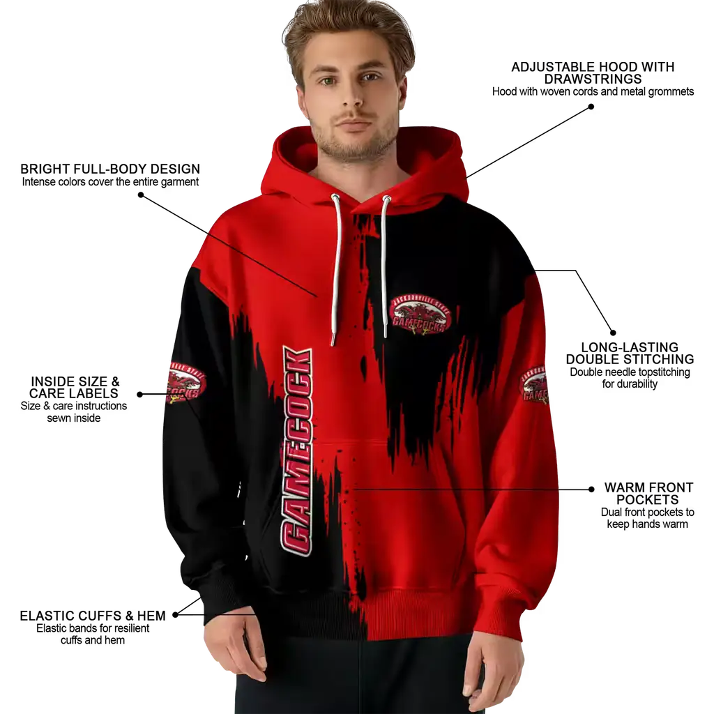 jacksonville state gamecocks splatter effect red hoodie latest model jacksonville state gamecocks splatter effect red hoodie latest model