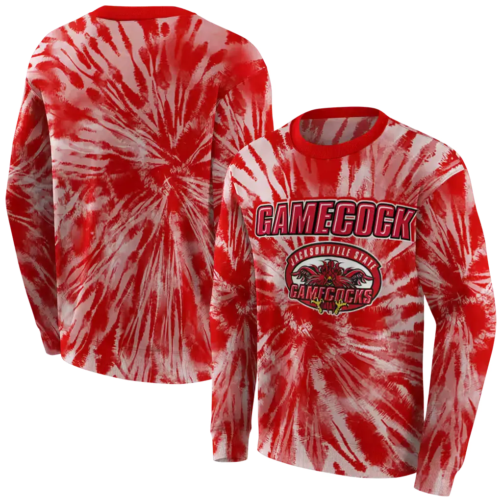 jacksonville state gamecocks tie dye pattern red hoodie premium grade jacksonville state gamecocks tie dye pattern red hoodie premium grade