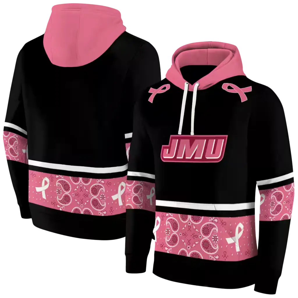 james madison dukes awareness ribbon black pink hoodie fashion forward james madison dukes awareness ribbon black pink hoodie fashion forward