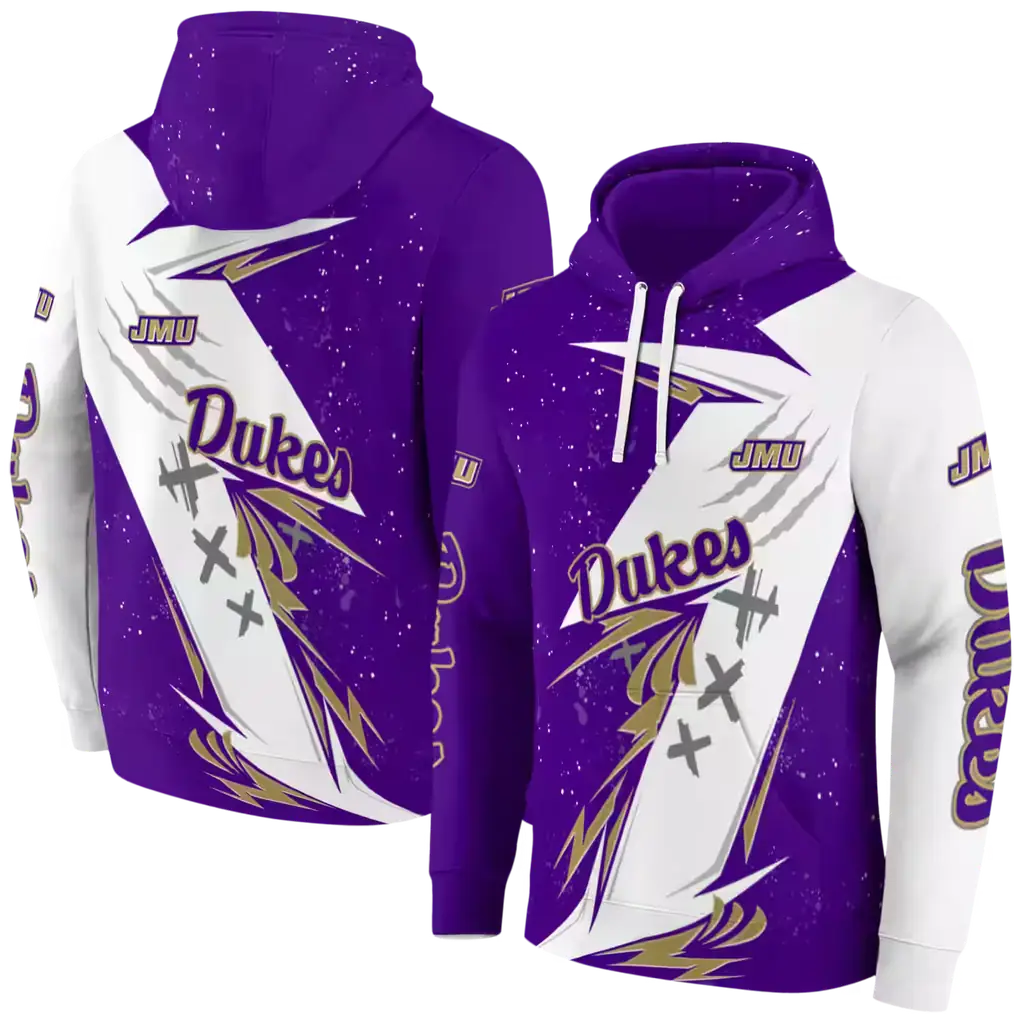 james madison dukes dynamic slash purple white hoodie fashion forward james madison dukes dynamic slash purple white hoodie fashion forward
