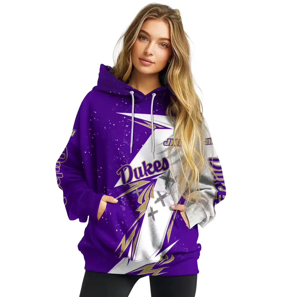 james madison dukes dynamic slash purple white hoodie high quality james madison dukes dynamic slash purple white hoodie high quality