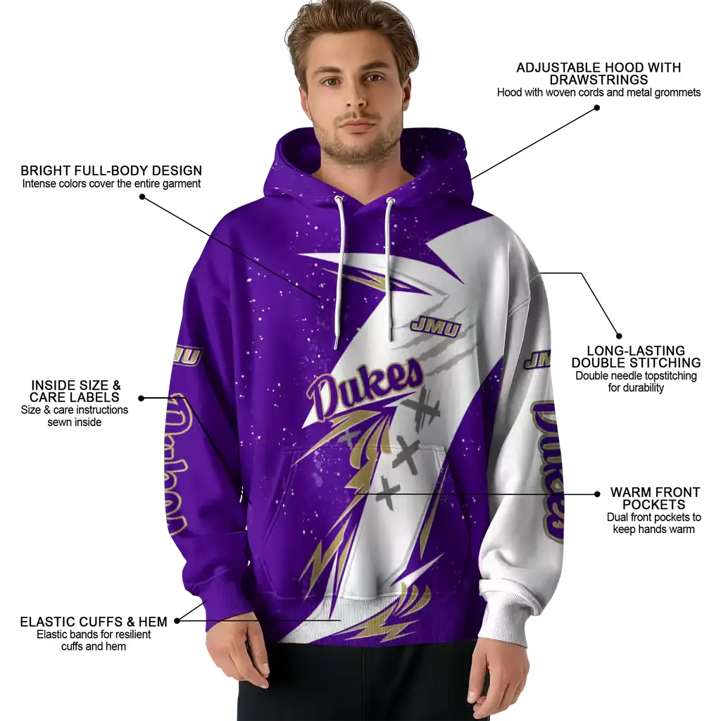 james madison dukes dynamic slash purple white hoodie latest model james madison dukes dynamic slash purple white hoodie latest model