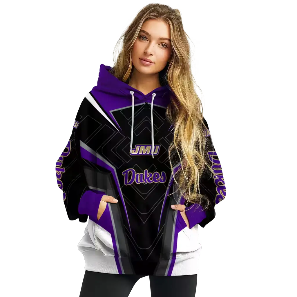 james madison dukes futuristic pattern purple black hoodie high quality james madison dukes futuristic pattern purple black hoodie high quality