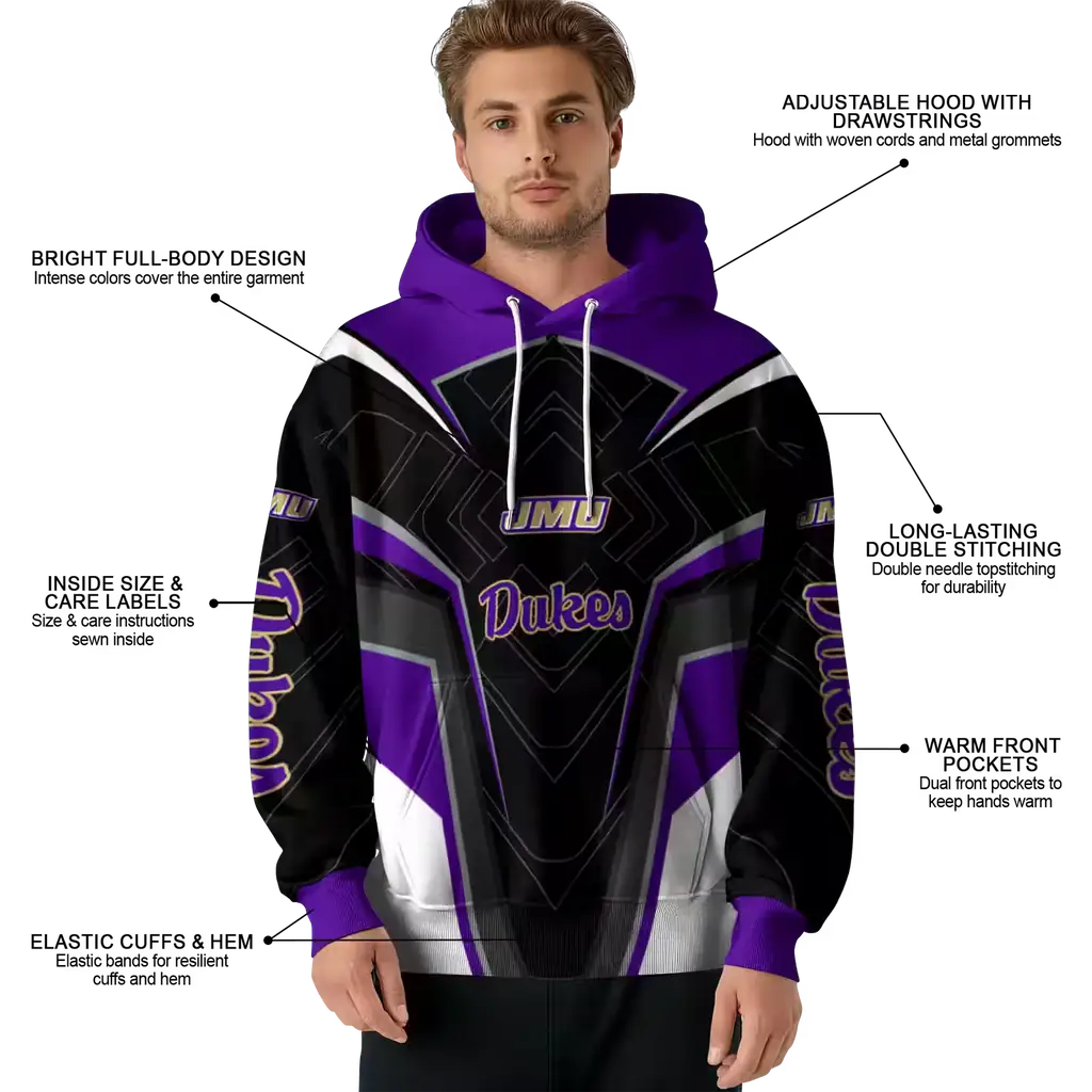 james madison dukes futuristic pattern purple black hoodie latest model james madison dukes futuristic pattern purple black hoodie latest model
