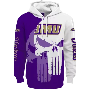james madison dukes graphic punisher purple white hoodie best selling