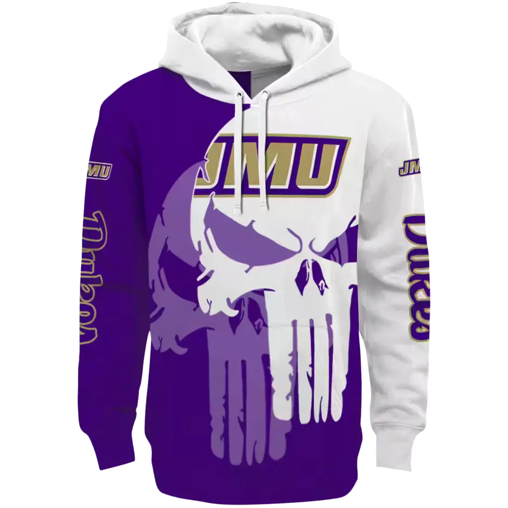 james madison dukes graphic punisher purple white hoodie best selling james madison dukes graphic punisher purple white hoodie best selling