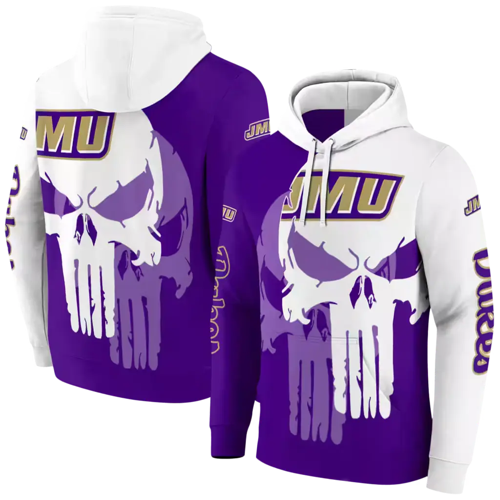 james madison dukes graphic punisher purple white hoodie fashion forward james madison dukes graphic punisher purple white hoodie fashion forward