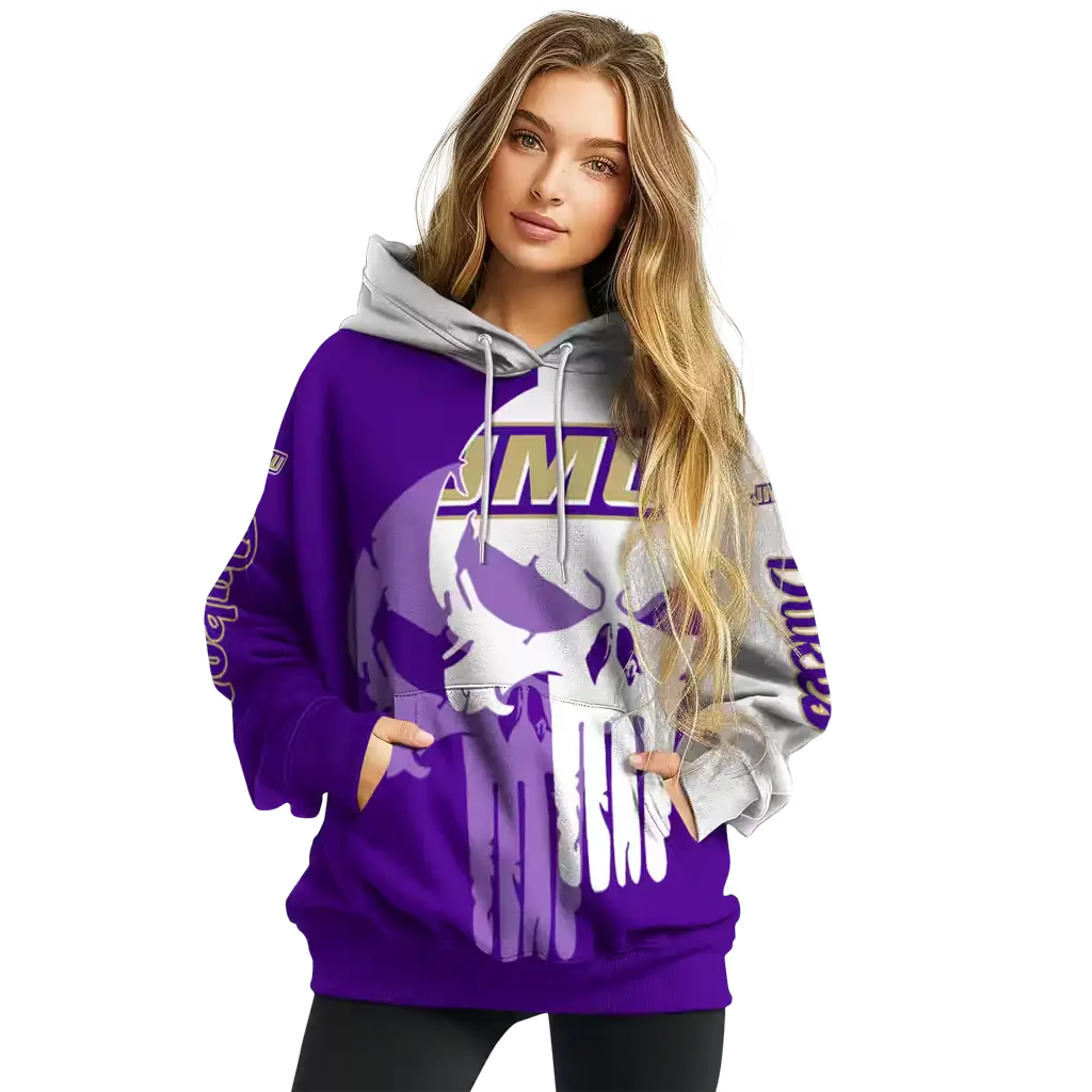 james madison dukes graphic punisher purple white hoodie high quality james madison dukes graphic punisher purple white hoodie high quality