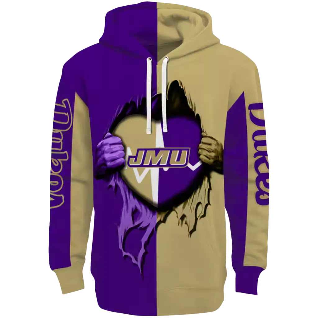 james madison dukes heartbeat graphic purple hoodie best selling james madison dukes heartbeat graphic purple hoodie best selling