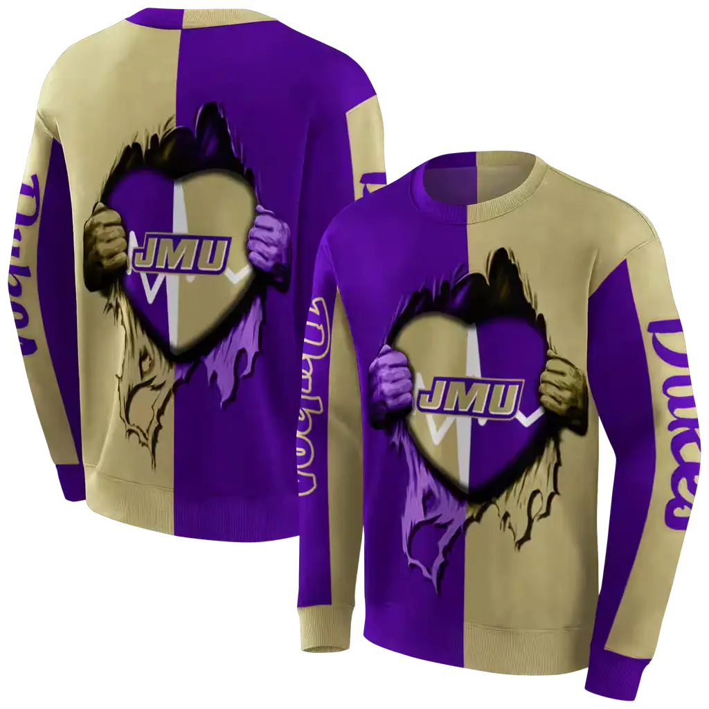 james madison dukes heartbeat graphic purple hoodie premium grade james madison dukes heartbeat graphic purple hoodie premium grade