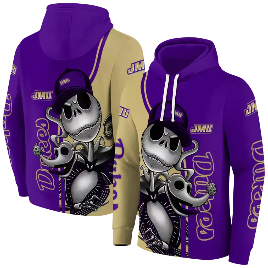 james madison dukes jack skellington purple hoodie fashion forward james madison dukes jack skellington purple hoodie fashion forward