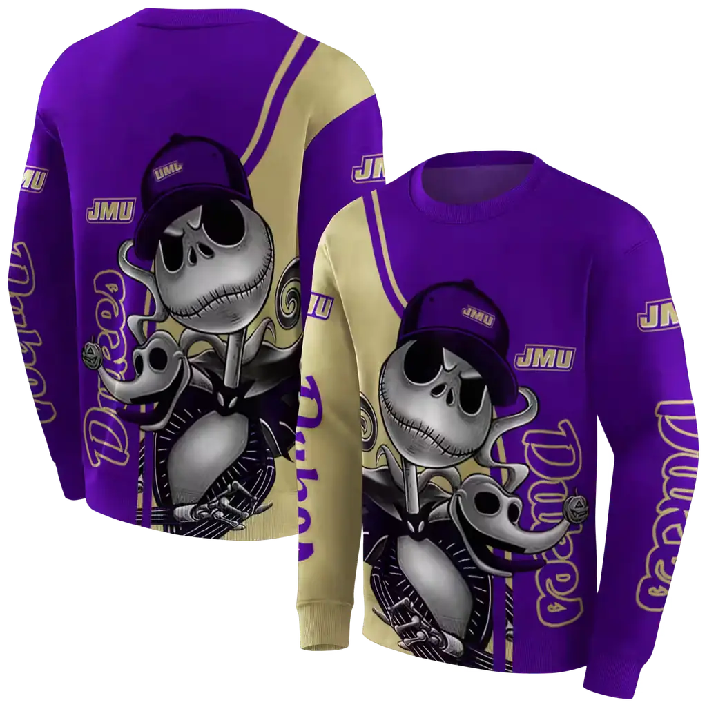james madison dukes jack skellington purple hoodie premium grade james madison dukes jack skellington purple hoodie premium grade