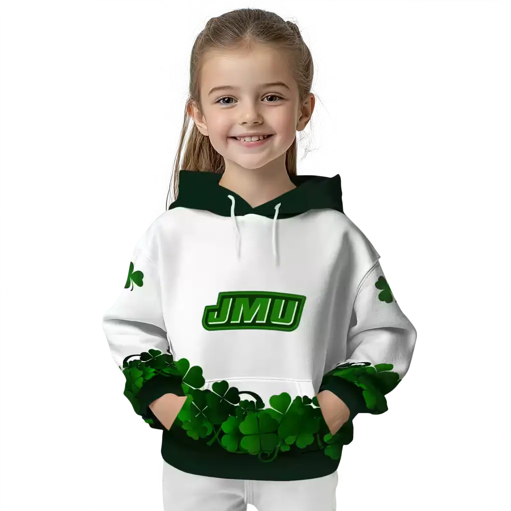 james madison dukes lucky motif white green hoodie top rated james madison dukes lucky motif white green hoodie top rated