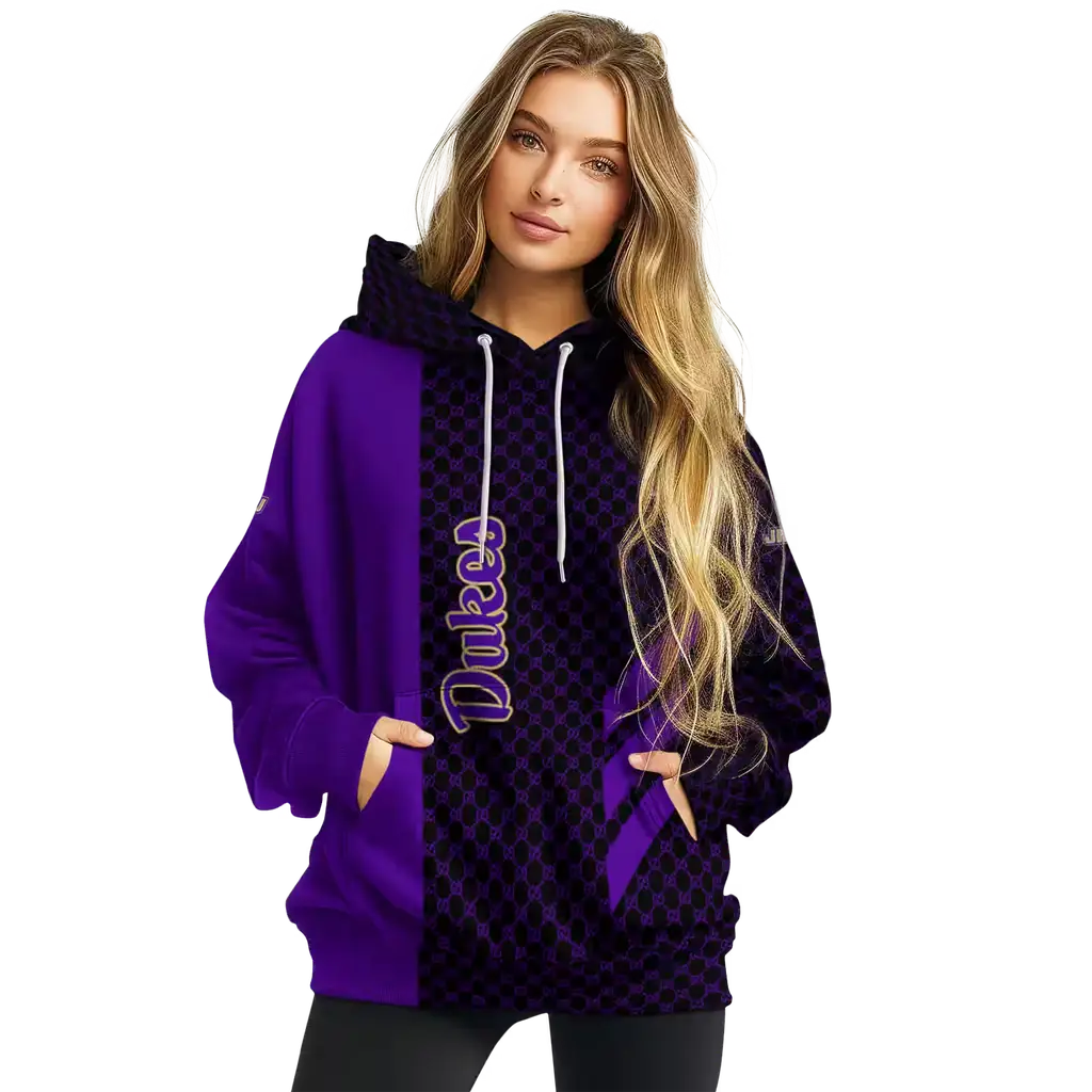 james madison dukes monogram pattern purple hoodie high quality james madison dukes monogram pattern purple hoodie high quality