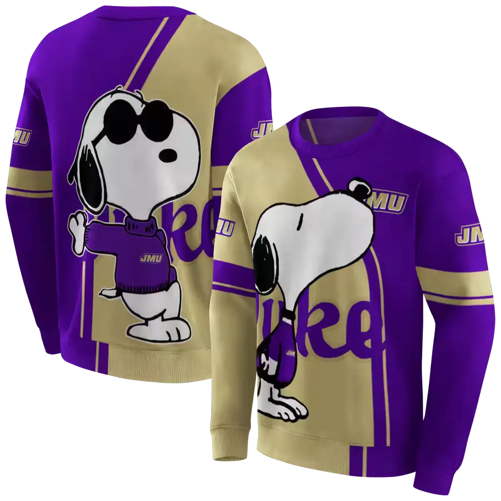 james madison dukes playful snoopy purple hoodie premium grade james madison dukes playful snoopy purple hoodie premium grade