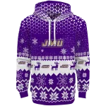 james madison dukes reindeer motif purple hoodie best selling