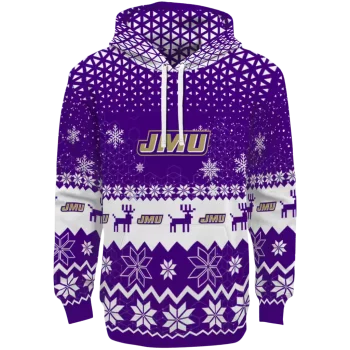 james madison dukes reindeer motif purple hoodie best selling