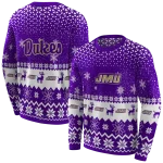 james madison dukes reindeer motif purple hoodie best selling