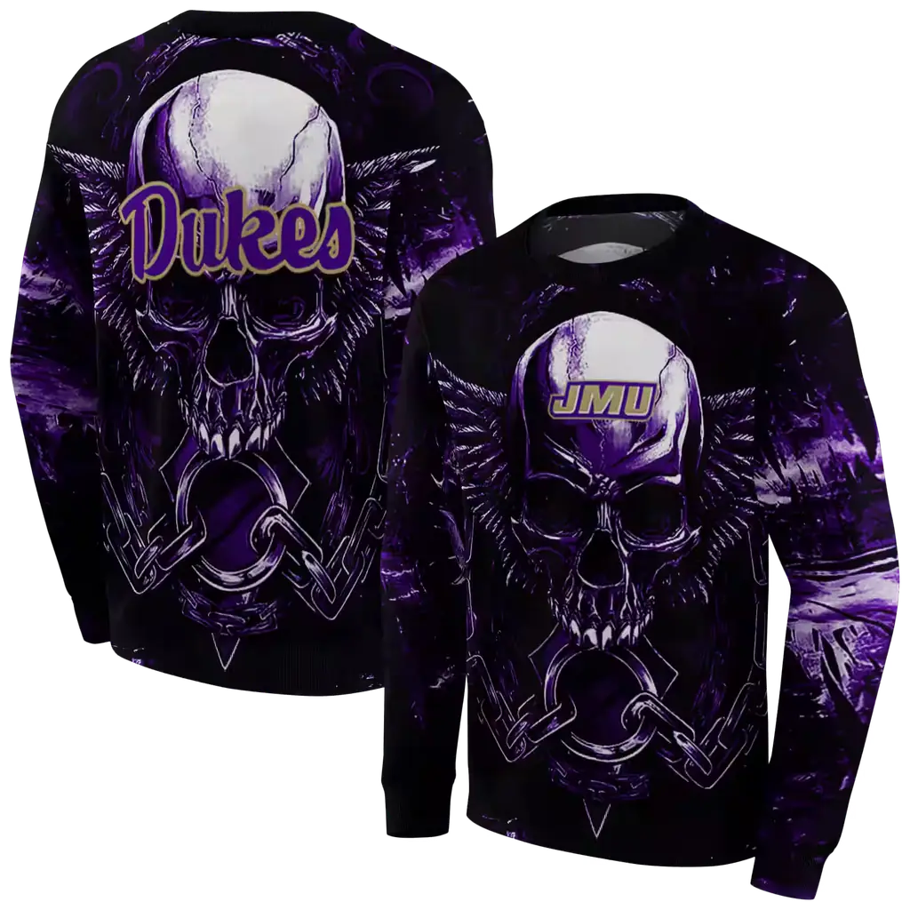 james madison dukes skull artwork purple black hoodie premium grade james madison dukes skull artwork purple black hoodie premium grade