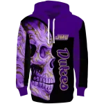 james madison dukes skull motif purple black hoodie best selling
