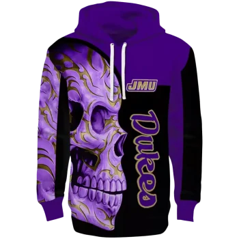 james madison dukes skull motif purple black hoodie best selling