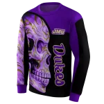 james madison dukes skull motif purple black hoodie best selling