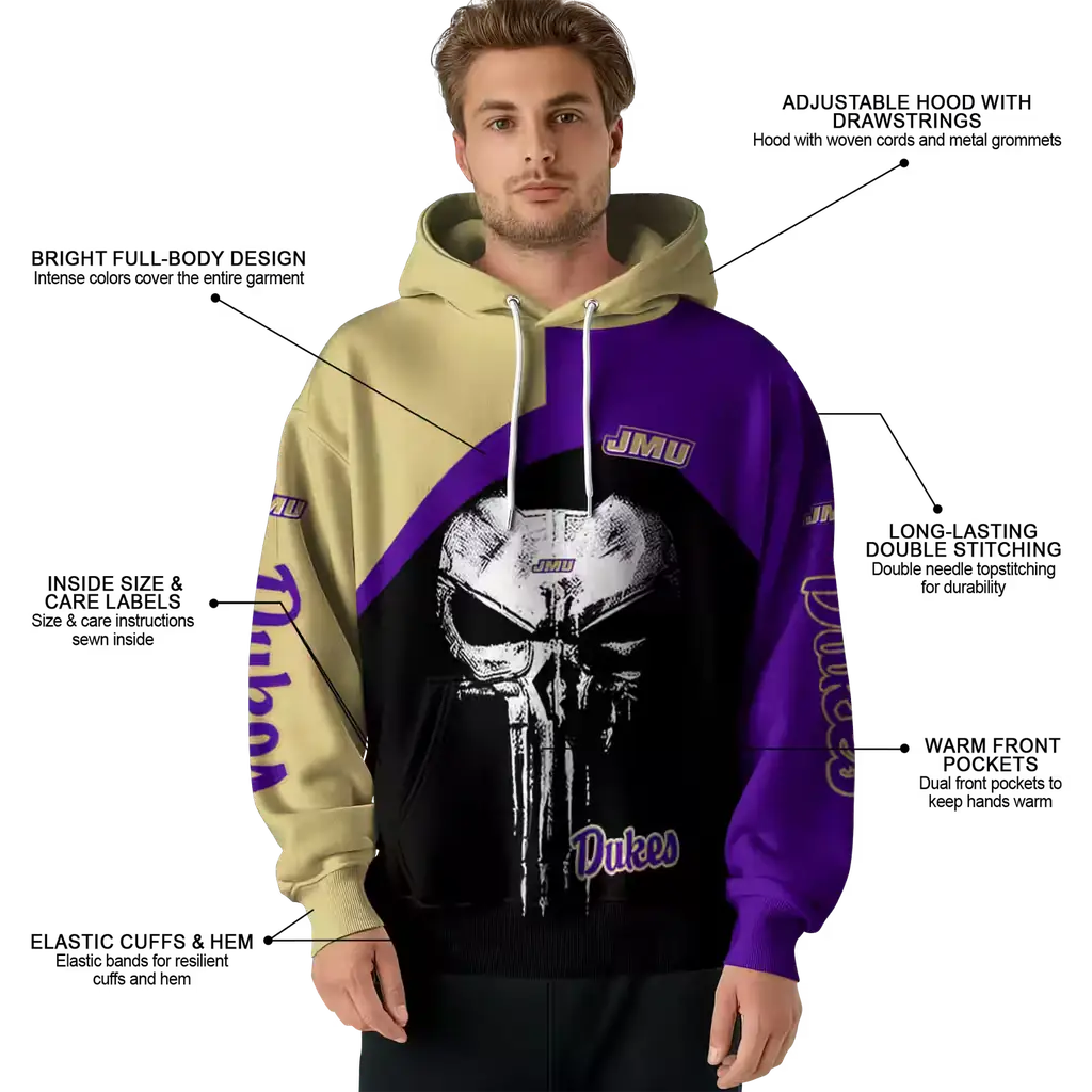james madison dukes skull punisher gold black hoodie latest model james madison dukes skull punisher gold black hoodie latest model