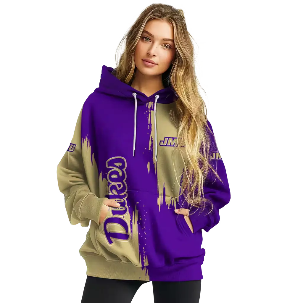 james madison dukes splatter effect purple hoodie high quality james madison dukes splatter effect purple hoodie high quality
