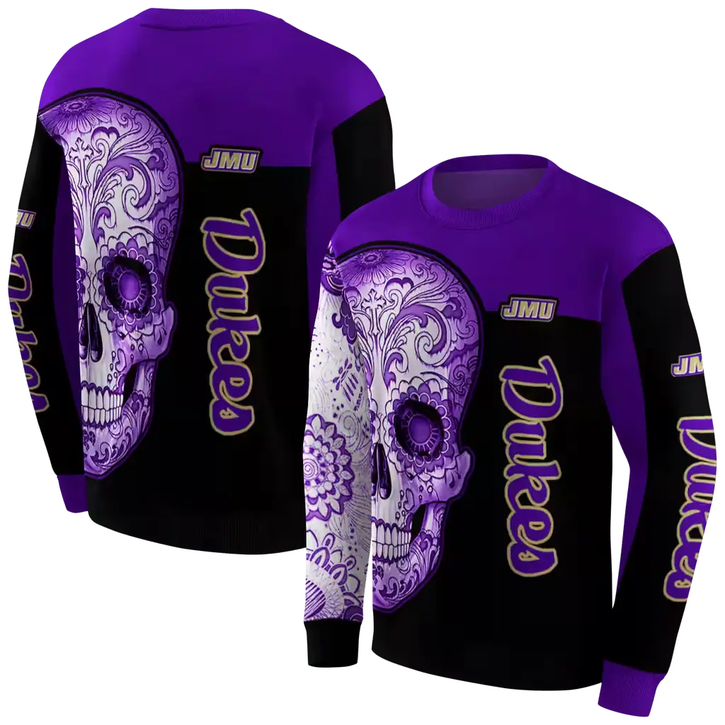james madison dukes sugar skull purple black hoodie premium grade james madison dukes sugar skull purple black hoodie premium grade
