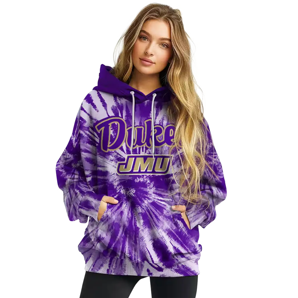 james madison dukes tie dye pattern purple hoodie high quality james madison dukes tie dye pattern purple hoodie high quality