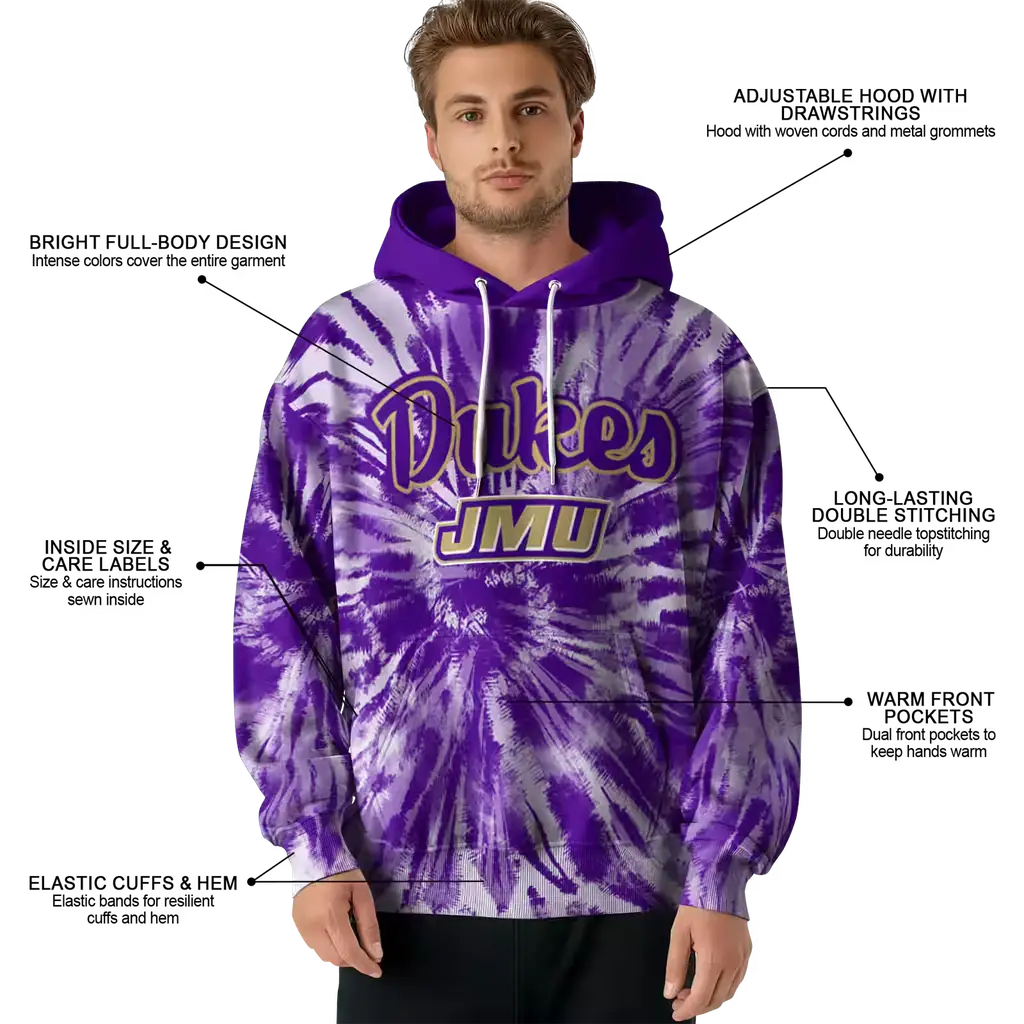 james madison dukes tie dye pattern purple hoodie latest model james madison dukes tie dye pattern purple hoodie latest model